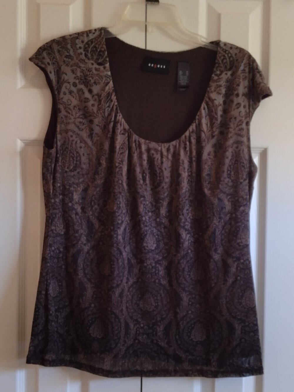 AXCESS BROWN WOMENS TOP W/CAP SLEEVE SIZE XL LINED